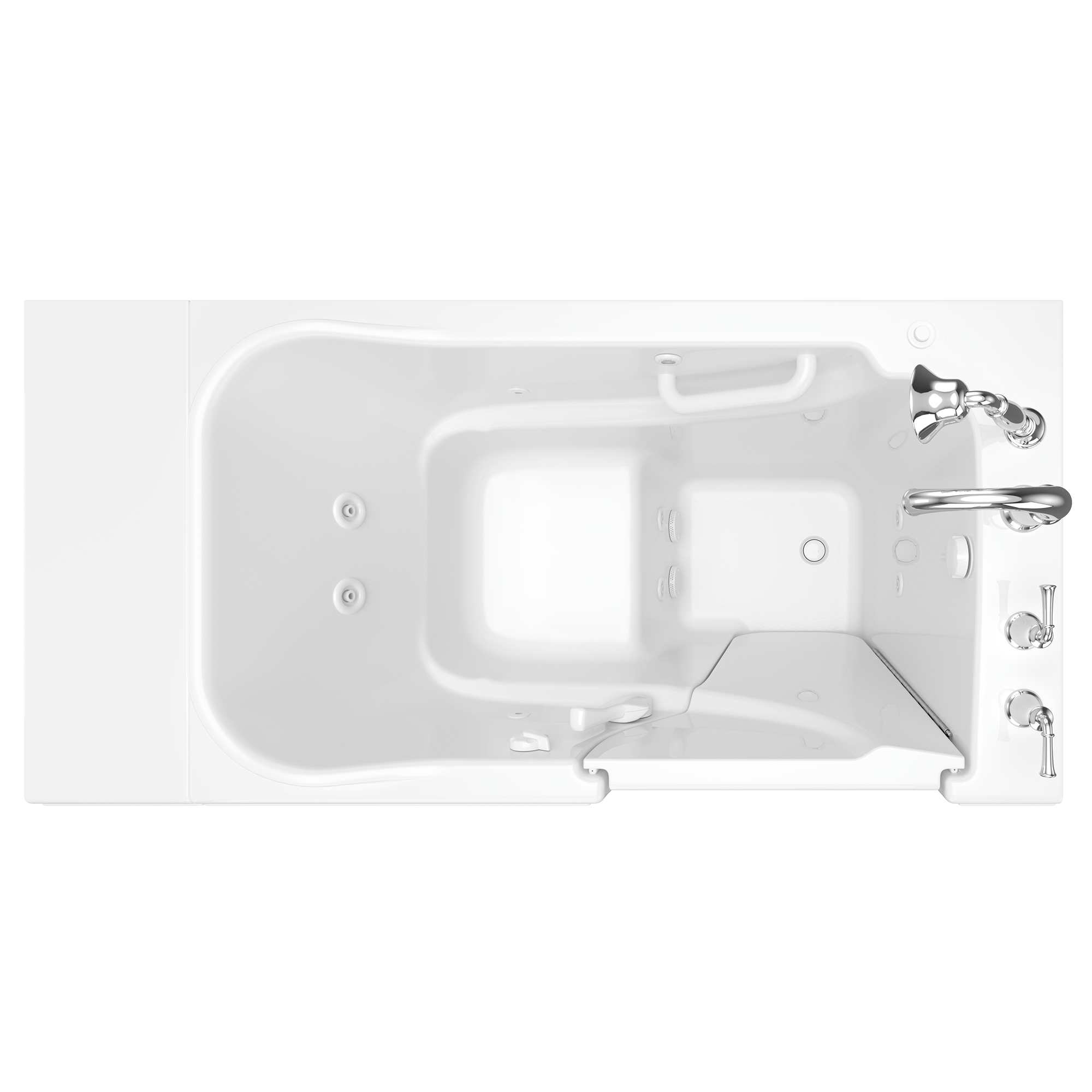 Gelcoat Value Series 30 x 52  Inch Walk in Tub With Whirlpool System   Right Hand Drain With Faucet WIB WHITE